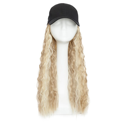 

Baseball Hat with Synthetic Hair Extension Black Color Long Wavy hair Extensions with Baseball Cap Black Hat for women