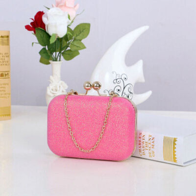 

New Fashion Women Casual Girls Sequined Single Metal Chain Square Portable Wedding Clutch Bags Evening Dinner Handbag