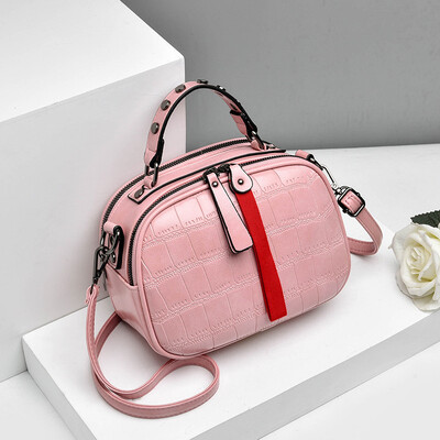 

2019 spring&summer new striped shoulder diagonal package Korean fashion casual ladies small square bag