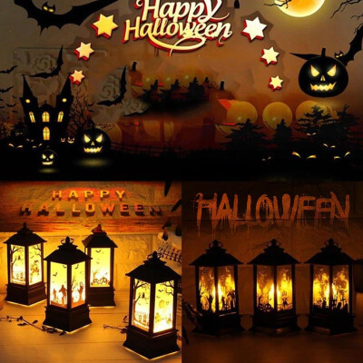 

Halloween Vintage Pumpkin Flame Light Lamp Creative Led Lantern with Hanging Ring Home Party Decor