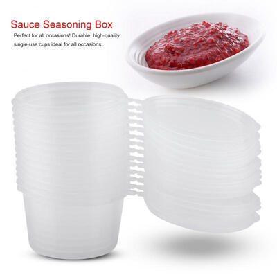 

Greensen 100m l4oz Clear Plastic Cups Takeaway Sauce Seasoning Box Sauce Cup