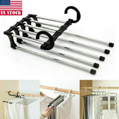 

5 in 1 Multi-functional Pants rack shelves Stainless Steel Wardrobe Magic Hanger