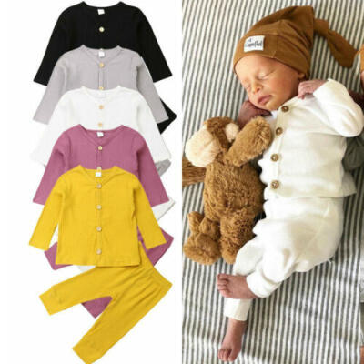 

UK Infant Baby Girl Boy Knitted Long Sleeve Tops Pants Cotton Autumn Clothes Set