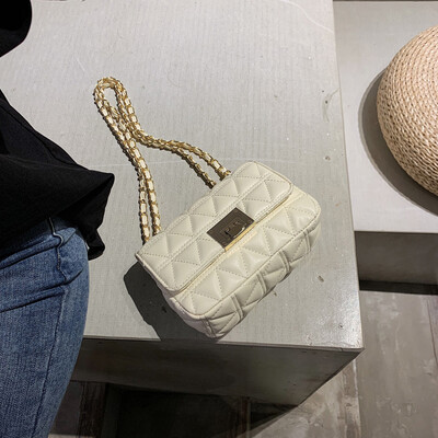 

Lingge chain small bag female 2019 new wave Korean fashion wild single shoulder casual slung texture small square bag