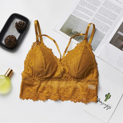 

Lace Jacquard Ultra-thin Sexy Beauty Small Chest Bra Triangle Cup Solid Color Tube Top