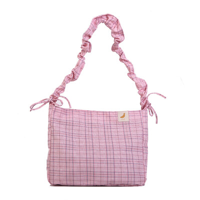 

Korean ins Xiaoqing Soft Girl Single Shoulder Bag Japanese Harajuku Windson Lattice Handbag Chic Slant Bag