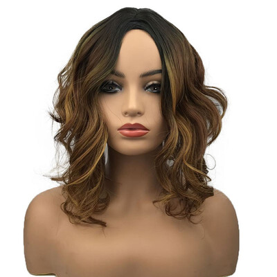 

StrongBeauty Medium Curly Wavy Auburn Blend Wigs for Black Women Synthetic Wig Natural Looking
