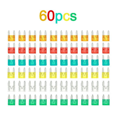 

60pcs Mini Blade Fuses Auto Car Truck Assortment Fuse Kit with Box 5A 10A 15A 20A 25A 30A