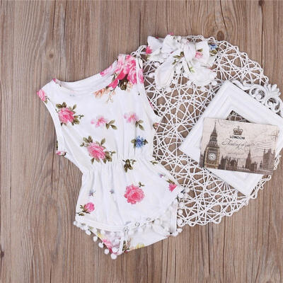 

Newborn Baby Girls Flower Romper Bodysuit Jumpsuit Outfits Sunsuit Clothes 0-2T