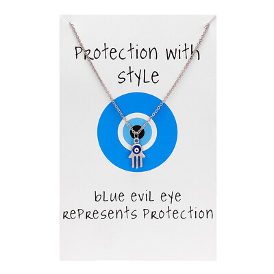 

Turkish Evil Eye Necklace For Women Men Blue Hamsa Hand Necklace Silver Gold Chain Choker Necklace Lucky Jewelry with Card