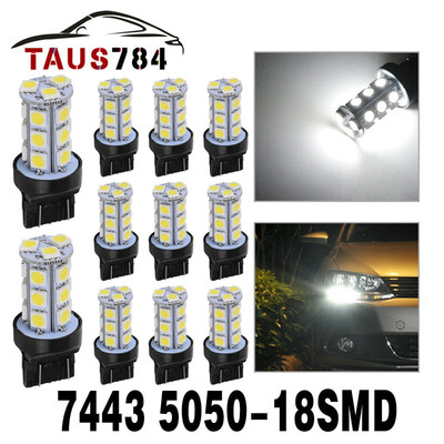 

10x White 7443 7440 5050 18 SMD LED Tail Brake Backup Reverse Light Bulbs 7444NA