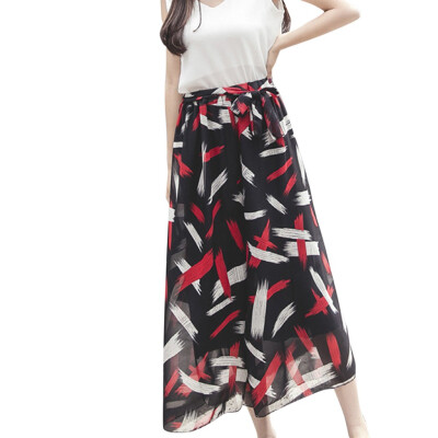 

Tailored Fashion Women Chiffon Leisure High Waist Trousers Loose Pants Pure Color Pants