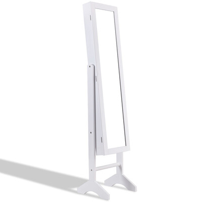 

Freestanding Mirrored Jewelry Armoire Storage Cabinet with Lights