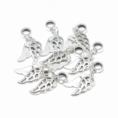 

Thai 925 Sterling Silver European Dangle Beads Large Hole Pendants Wing with My Angel Antique Silver 28mm