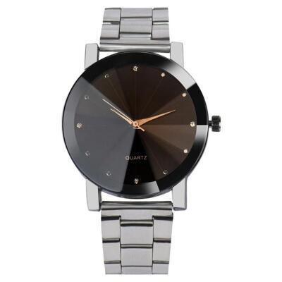 

Luxury Men Alloy Diamond Quartz Watches Simple Steel Strap Watch Gifts