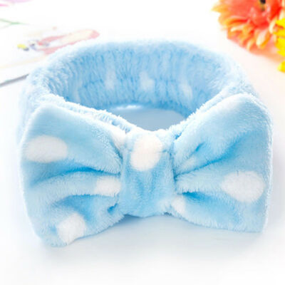 

Big Bow Dot Striped Soft Towel Hair Band Head Wrap Headband Bath Spa MakeUp Fine