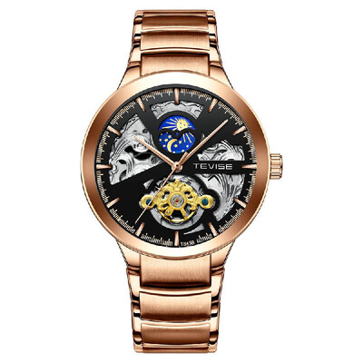 

TEVISE T845B Business Men Mechanical Watch Time Display Timer Fashion Casual Stainless Steel Strap 3ATM Waterproof Self-Winding Ma