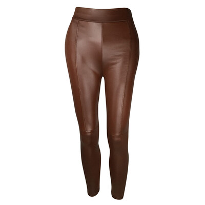 

Tailored Fashion Womens Solid Splice Casual Trousers Sexy Leather Tight Leggings Pants