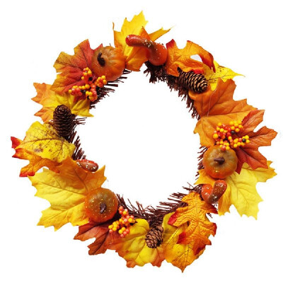 

Artificial Wreath Garland Natural Halloween Pumpkins Shape Artificial Plants Wall Fence Realistic Fake Hanging Wreath Autumn Fall