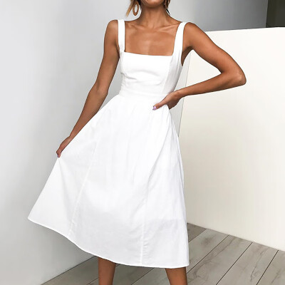 

Womens Sleeveless High Waist Midi Dress