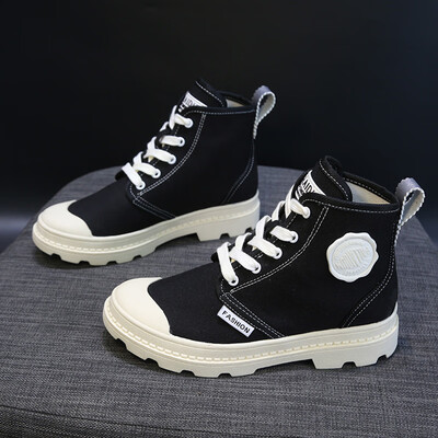 

Candy-colored canvas Martins womens summer 2019 new breathable Korean version of high-heeled shoes British style casual boots tid