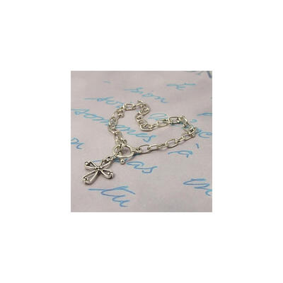

Iron Cable Chain Bracelet Making with Tibetan Style Pendants&Tibetan Style Bar & Ring Toggle Clasps Cross Antique Silver