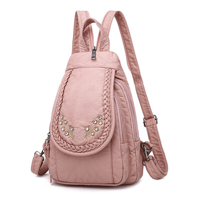 

Double-purpose shoulder bag with diamond inlay&Korean fashion diagonal breast bag with soft leather mini-lady Backpack