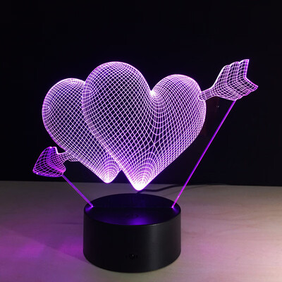

YEDUO 3D Night Light Lamp LOVE Heart Christmas Valentine\s Day Gift for Lover