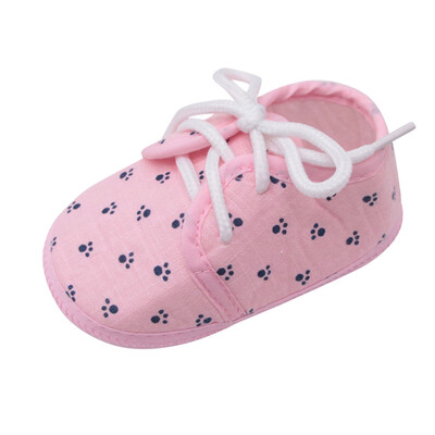 

Newborn Baby Girls Shoes Letter Footprint Plaid Anti-Slip Footwear Crib Shoes