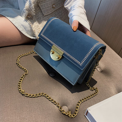 

French small crowd female new wave fashion frosted chain small square bag wild simple shoulder slung small bag