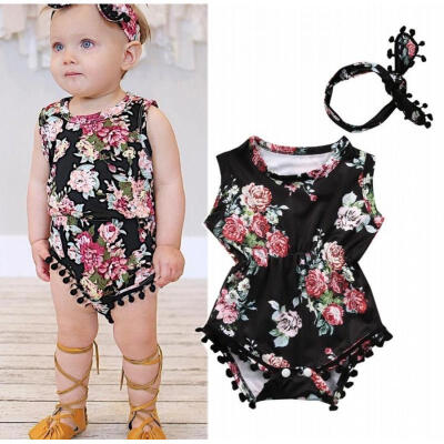 

Newborn Baby Girls Floral Bodysuit Romper One-pieces Sunsuit Outfits Clothes