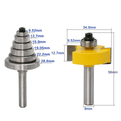 

Carbide Steel Rabbet Router Bit & 7 Bearings Trimmer 8mm Shank For Woodworking