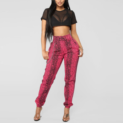 

Tailored Women s Sexy Snake Printed Tight Mid Waist Stretch Casual Overalls Pant Trouser