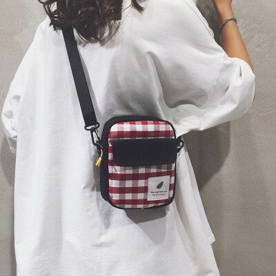 

Summer Messenger bag net red packet wild ins plaid canvas bag handbag 2019 new fashion shoulder bag