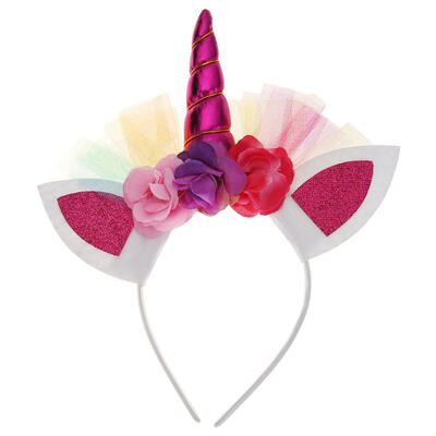 

Halloween Lovely Elastic Flower Embroidered Sequins Horse Horn Hair Hoop