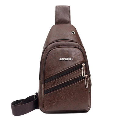

Solid Color Shoulder Packs Business Men PU Leather Crossbody Chest Bags