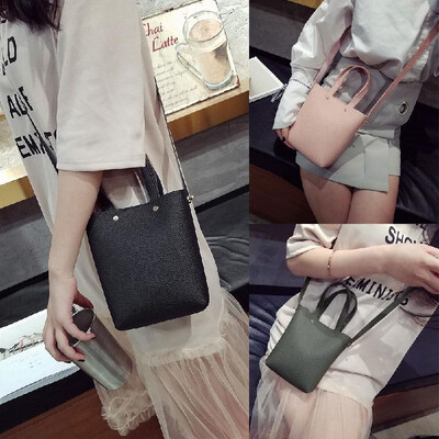 

New Fashion Women Small PU Leather Lichee Pattern Handbag Shoulder Crossbody Bag Mini Bucket