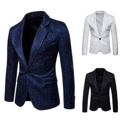 

Fashion Mens Suit Blazer Slim Fit One Button Formal Suit Coat Jacket Tops