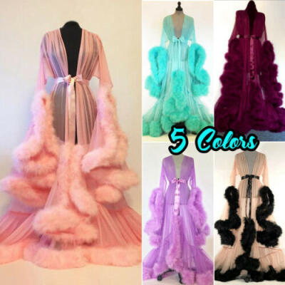 

Women Sexy Long Lace Kimono Dressing Gown Bath Robe Babydoll Lingerie Nightdress