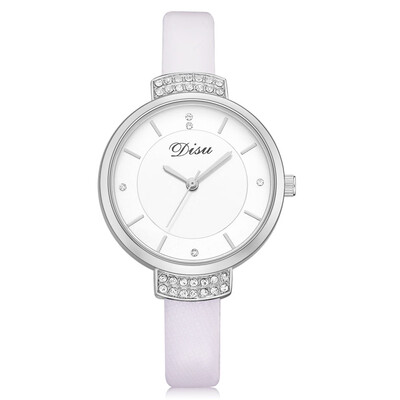 

Womens Watches Fashion Scale Disc Ladies Minimalism Quartz Wristwatch Solid Color Leather Strap Clock Casual Zegarki Damskie
