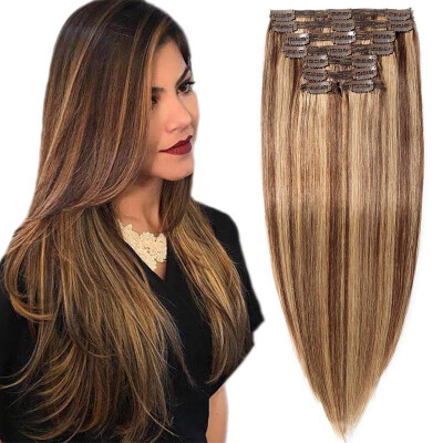 

100 Remy Human Hair Real Thick Women Girls Long Straight Full Head Hair Extension Clip In Hair Extension