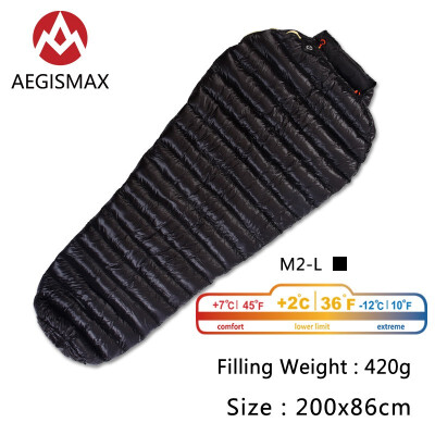 

AEGISMAX M2 Filling 380g420g 800FR Outdoor Ultralight Mummy Type White Goose Down Camping Winter Sleeping Bag