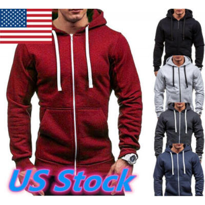 

Mens Winter Hoodies Slim Fit Hooded Sweatshirt Outwear Sweater Warm Coat Jacket