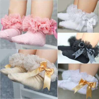 

Newborn Baby Girls Kids Princess Bowknot Lace Ruffle Frilly Ankle Socks