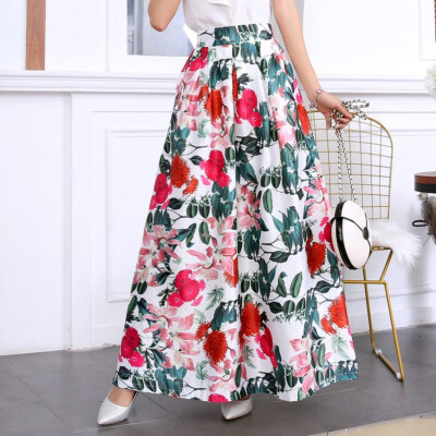 

Roseonmyhand Ladies Spring And Summer Print Fashion Casual Skirt Retro Big Skirt