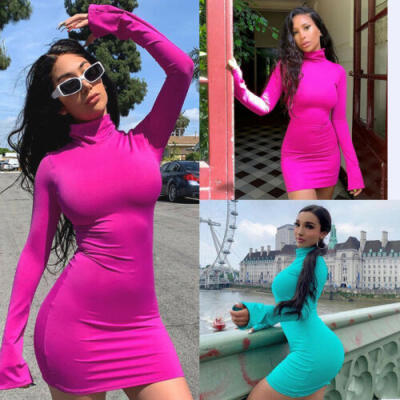 

Women Sexy Long Sleeve Sweater Dress Ladies Bodycon Slim Fit Maxi Pencil Dresses