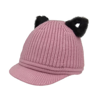 

Fashion Kids Girls Winter Warm Hat Cat Ear Peaked Cap Casual Knitted Hats
