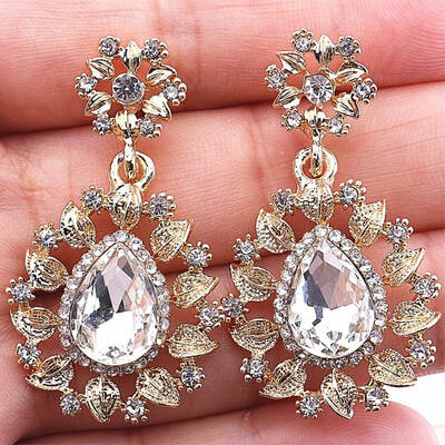 

New Natural Gem Flower Earring for Women Girl Christmas Gift Shiny Crystal Drop Earring Statement Fashion Jewelry Oorbellen 2120