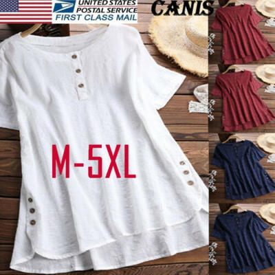 

Women Summer Plain O Neck Blouse Loose Baggy Tops Tunic T Shirts Plus Size -5XL