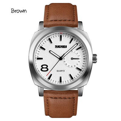 

SKMEI Simple Quartz Wristwatches Men Waterproof Watch With Leather Strap